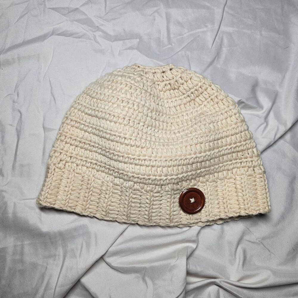 crochet cream y2k ponytail indie sleaze beanie